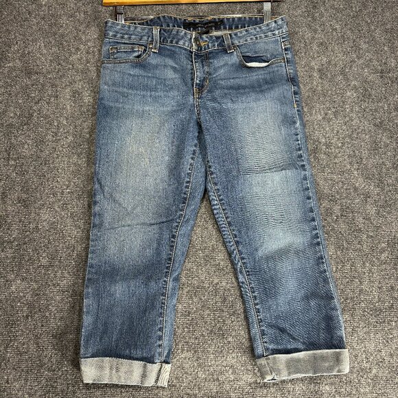 Calvin Klein Jeans Womens 28  Medium Wash Cotton Stretch Cuffed Crop Pockets - Picture 1 of 8